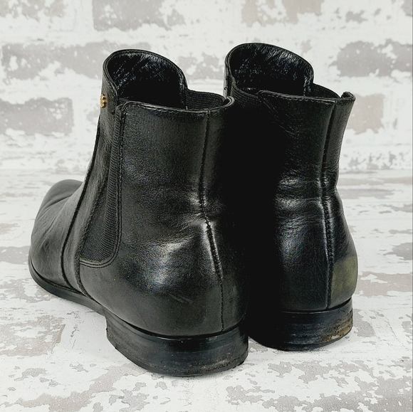 Isola Black Leather Pull On Almond Toe Ankle Boots T637 - Picture 3 of 10